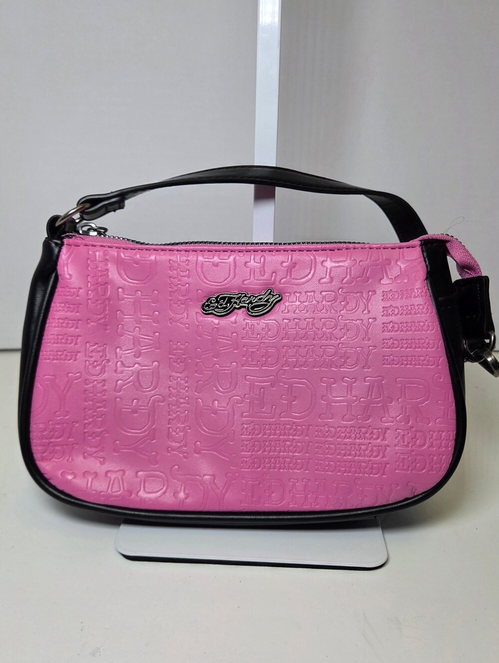 Ed Hardy Hot Pink Embossed Shoulder Bag